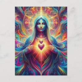 Cartão Postal Coração Sagrado Psicodélico de Maria