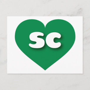 Cartão Postal Coração Verde da Carolina do Sul - Eu amo Sc