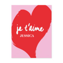 Coração vermelha com je t’aime-text sobre fundo ro