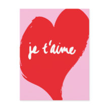 Coração vermelha com je t’aime-text sobre fundo ro