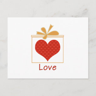 Cartão Postal Coração Vermelho Embalado em Caixa de Presente