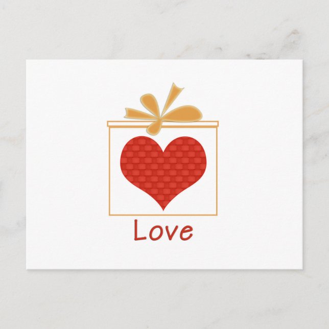 Cartão Postal Coração Vermelho Embalado em Caixa de Presente (Frente)