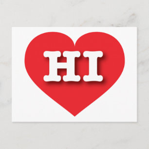 Cartão Postal Coração Vermelho Havaí - Grande Amor