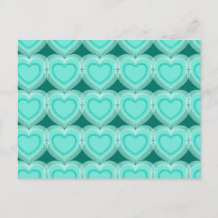 Cartão Postal Corações Abstrato modernos - Aqua e Turquesa