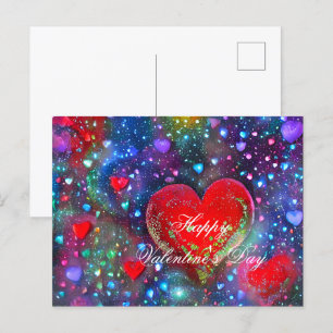 Cartão Postal Corações abstratos brilhantes valentine