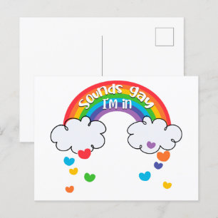 Cartão Postal Corações Bastante Coloridos Arco-Íris Soa Gay