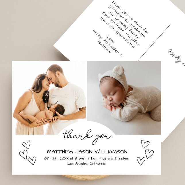 Cartão Postal Corações Bons Feitos À Mão 2 Foto Obrigado Querida (Criador carregado)