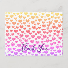 Cartão Postal Corações Brilhantes Arco-Íris Faux Personalizado C