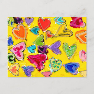 Cartão Postal Corações Cheios de Amor