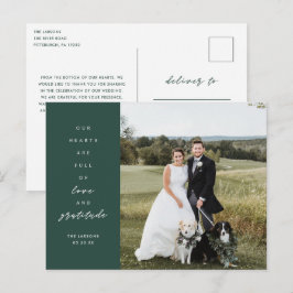 Cartão Postal Corações Cheios de Foto Casamento Agradecimento Ca