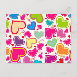 Cartão Postal corações coloridos