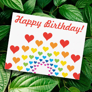 Cartão Postal Corações Coloridos - Feliz Aniversário