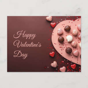 Cartão Postal Corações cor-de-chocolate cor-de-rosa em Dias de o