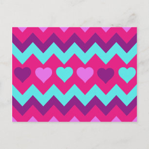 Cartão Postal Corações Cute Chevron Corações Cor-de-Rosa Don