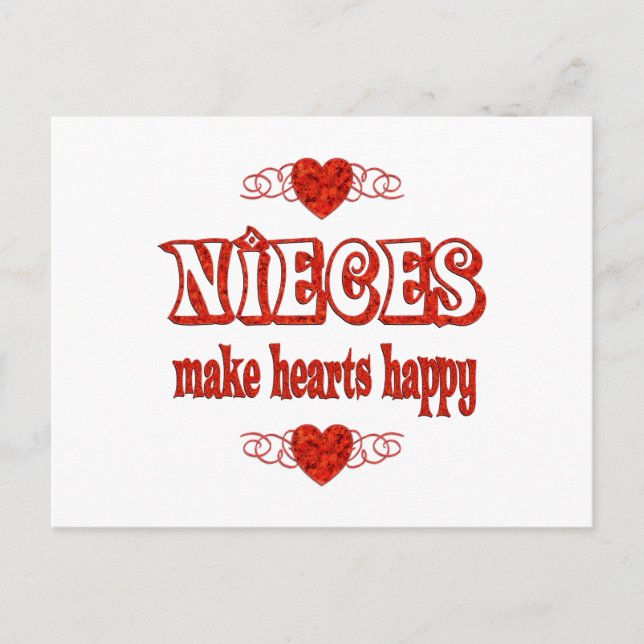 Cartão Postal Corações da sobrinha (Frente)