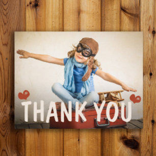 Cartão Postal Corações de Agradecimento de Criança
