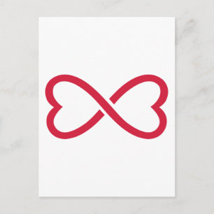 Cartão Postal Corações de amor do infinito vermelho