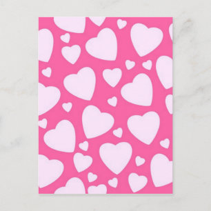 Cartão Postal Corações de Amor Rosa