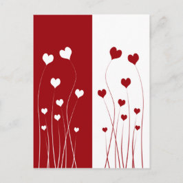 Cartão Postal Corações de Amor Vermelho Romântico Moderno