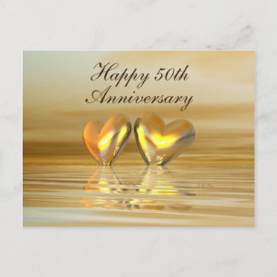 Cartão Postal Corações de Aniversário Dourado