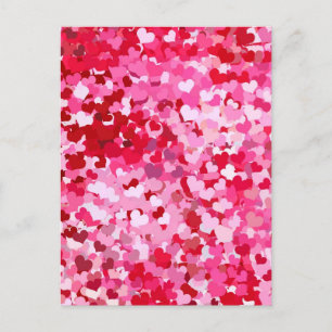 Cartão Postal Corações de Confetes Rosa