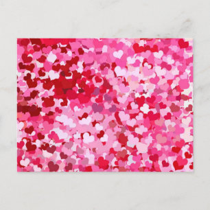 Cartão Postal Corações de Confetes Rosa