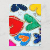 Corações de Lovitude em Cartão-Postal Azul