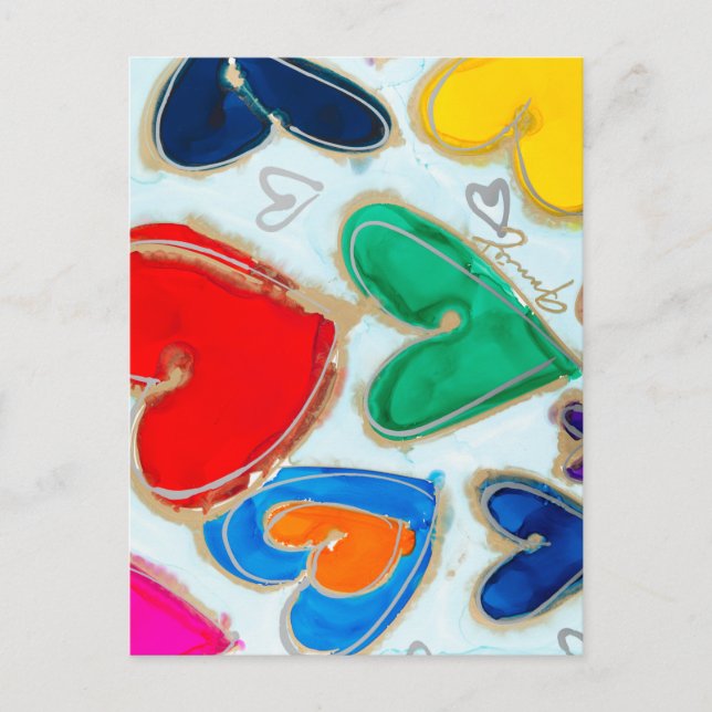 Cartão Postal Corações de Lovitude em Cartão-Postal Azul (Frente)