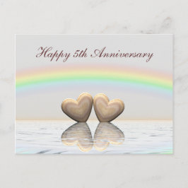 Cartão Postal Corações de Madeira do 5 Aniversário