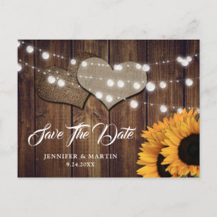Cartão Postal Corações de Sarja de Girassol Country Barn de Made