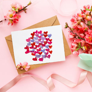 Cartão Postal Corações dias de os namorados - violeta e magenta