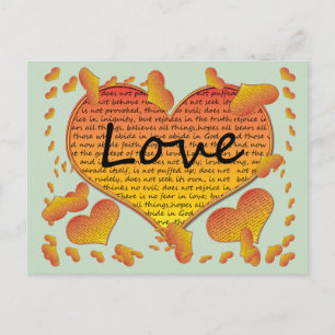 Cartão Postal Corações do Amor 1 Coríntios 13