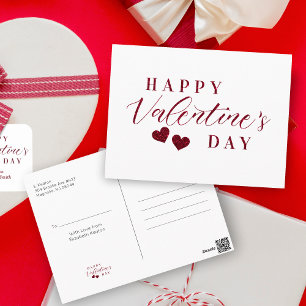 Cartão Postal Corações do Feliz dia de os namorados vermelho-bri