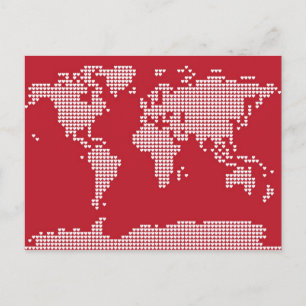 Cartão Postal Corações do Mapa Mundial