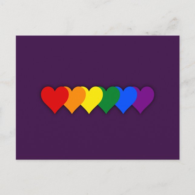 Cartão Postal Corações do orgulho LGBT (Frente)