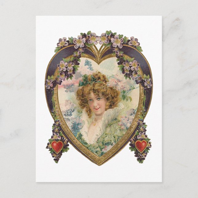 Cartão Postal Corações E Flores Querida (Frente)
