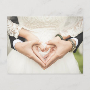 Cartão Postal Corações em Nossas Mãos Casamento