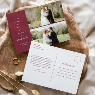 Cartão Postal Corações estão Cheios Duas Fotos Casamento Agradec