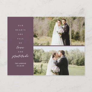 Cartão Postal Corações estão Cheios Duas Fotos Casamento Obrigad