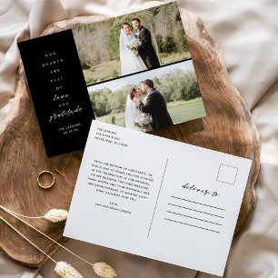 Cartão Postal Corações estão Cheios Duas Fotos Casamento Obrigad
