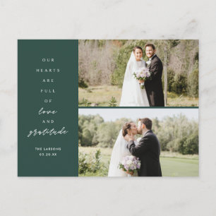 Cartão Postal Corações Estão Cheios Duas Fotos Casamento Obrigad