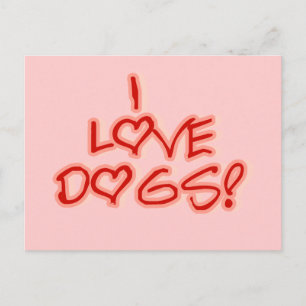 Cartão Postal Corações eu amo o camiseta e os presentes dos cães