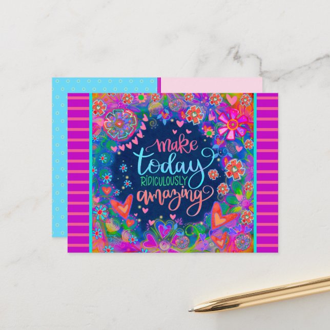 Cartão Postal Corações Florais Divertidos Ridiculamente Incrível (Frente/Verso In Situ)