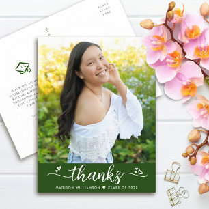 Cartão Postal Corações Fotográficas de Graduação Verde Obri