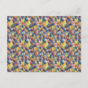 Cartão Postal corações laranja rosa azul amarelo