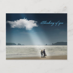 Cartão Postal Corações numa praia.