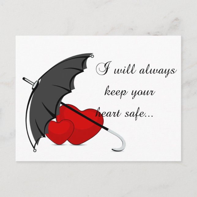 Cartão Postal Corações Protegidos pelo Amor (Frente)