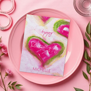 Cartão Postal Corações Rosa Quentes, Artísticos Bons