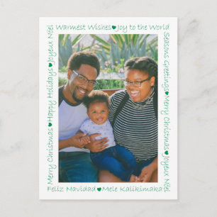 Cartão Postal Corações Rústicos Verdes & Palavras de Natal 2 Mol