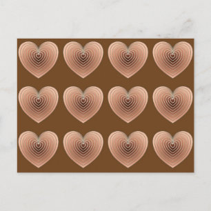 Cartão Postal Corações Satíricos em Castanho Chocolate